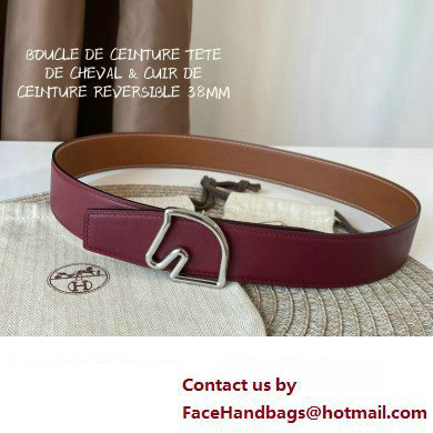 Hermes Tete de Cheval belt buckle  &  Reversible leather strap 38 mm 01 2023